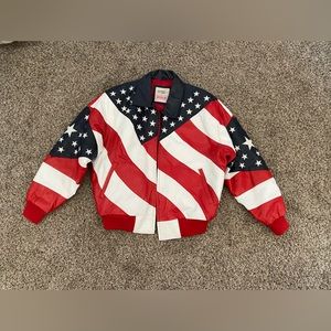 Michael Hoban WHEREMI Vintage Leather Jacket USA American Flag
